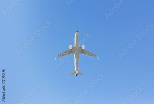 View of the Airplane in the sky with blank copy space for travel concept