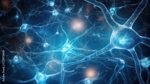 Neuron cells neural network under microscope neuro