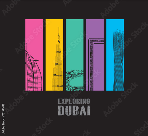 Explore dubai. modern skyscrapers in Dubai. World tourism day