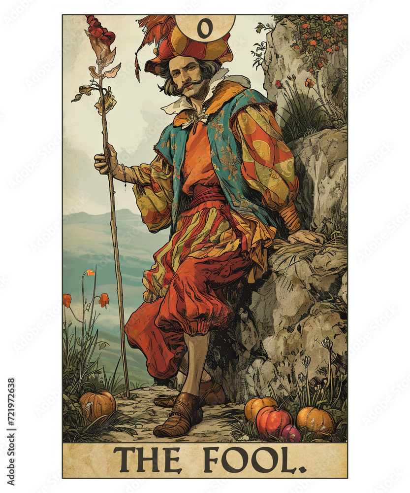 Fototapeta premium Vintage Tarot Card Number 0 The Fool