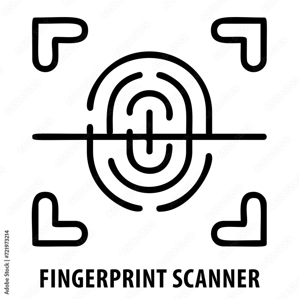 Fingerprint scanner, biometric, security, fingerprint scan, fingerprint scanner icon, authentication, identity, biometric security, scan, fingerprint recognition, touch ID, secure access, thumbprint Fingerprint scanner, biometric, security, fingerprint scan, fingerprint scanner icon, authentication, identity, biometric security, scan, fingerprint recognition, touch ID, secure access, thumbprint