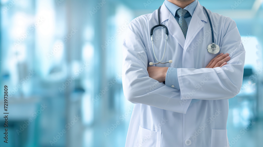 portrait of a doctor with medical instrument stethoscope, copy space portrait of a doctor with medical instrument stethoscope, copy space