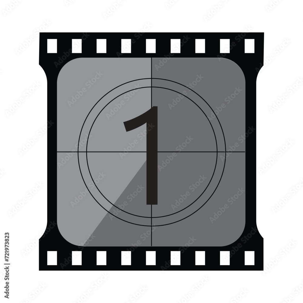 countdown frame. Art design. Old film movie timer count. Vintage retro cinema. Abstract concept graphic element. Universal leader. Number one - 1 countdown frame. Art design. Old film movie timer count. Vintage retro cinema. Abstract concept graphic element. Universal leader. Number one - 1