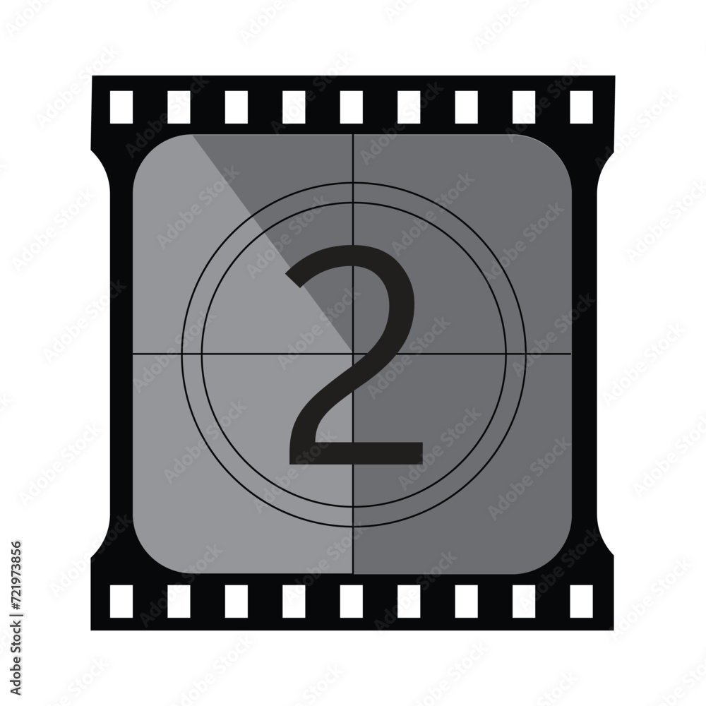 countdown frame. Art design. Old film movie timer count. Vintage retro cinema. Abstract concept graphic element. Universal leader. Number one - 2 countdown frame. Art design. Old film movie timer count. Vintage retro cinema. Abstract concept graphic element. Universal leader. Number one - 2