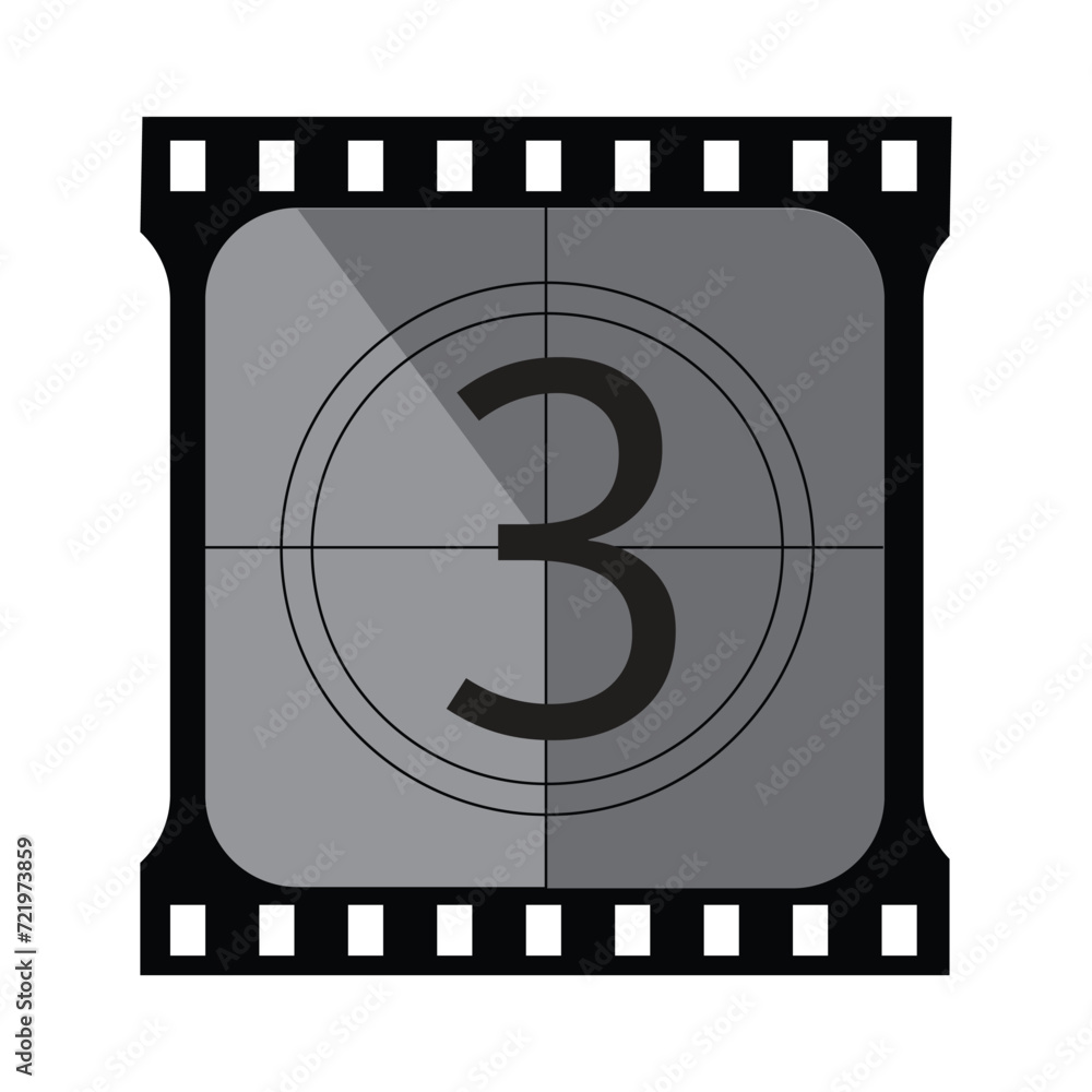 countdown frame. Art design. Old film movie timer count. Vintage retro cinema. Abstract concept graphic element. Universal leader. Number one - 3 countdown frame. Art design. Old film movie timer count. Vintage retro cinema. Abstract concept graphic element. Universal leader. Number one - 3