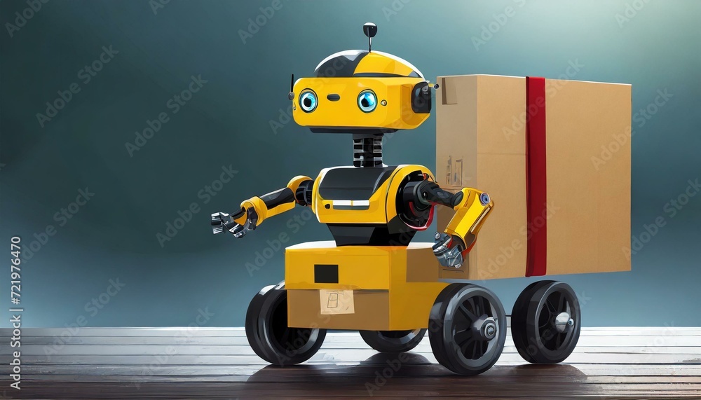Obraz premium Robot Courier: Revolutionizing Deliveries with Advanced Autonomous Technology