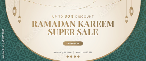 Islamic Arabic Luxury Style Ramadan Kareem Eid Mubarak Arabesque Border Frame Sale Banner
