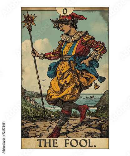 Vintage Tarot Card Number 0 The Fool