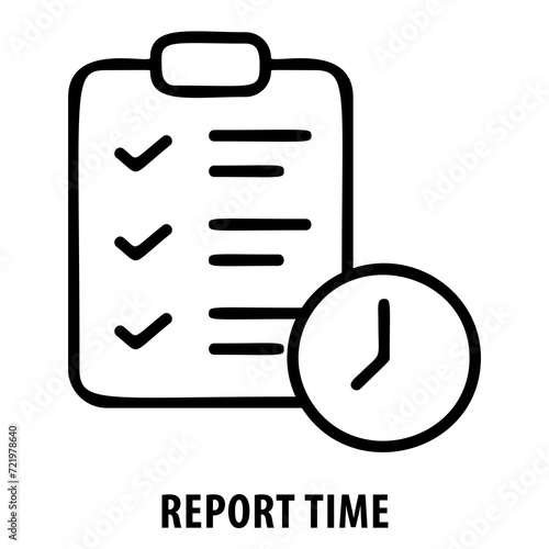 Report time, report, clock, time, deadline, report time icon, time management, schedule, urgency, timely, time symbol, punctuality, time deadline, time limit, reporting