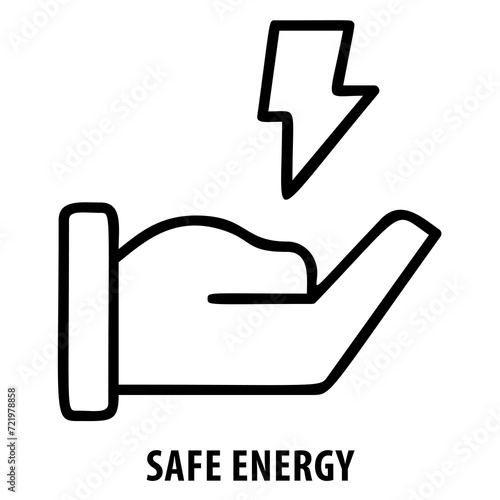 Safe energy, eco friendly, renewable energy, green energy, sustainability, environment, power, eco power, safe energy icon, energy efficiency, clean energy, electricity, ecological, energy source