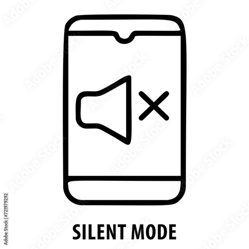 Silent mode, phone settings, sound off, mute, quiet mode, no sound, mobile, silence, Silent Mode icon, smartphone, audio control, notification settings, silent feature, technology, mobile device