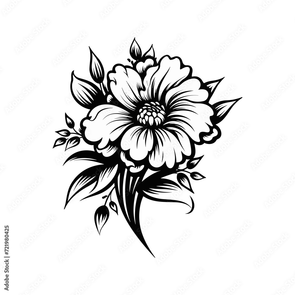 Beautiful minimalist flower illustration art.