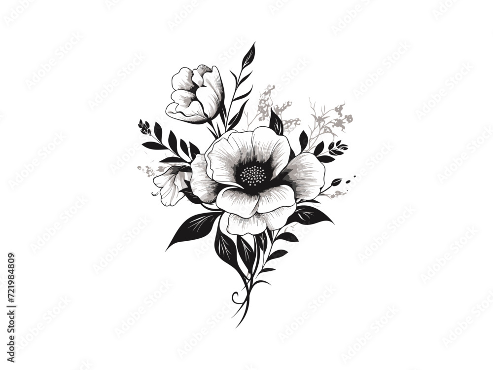 Obraz premium Beautiful vintage minimalist flower illustration art.