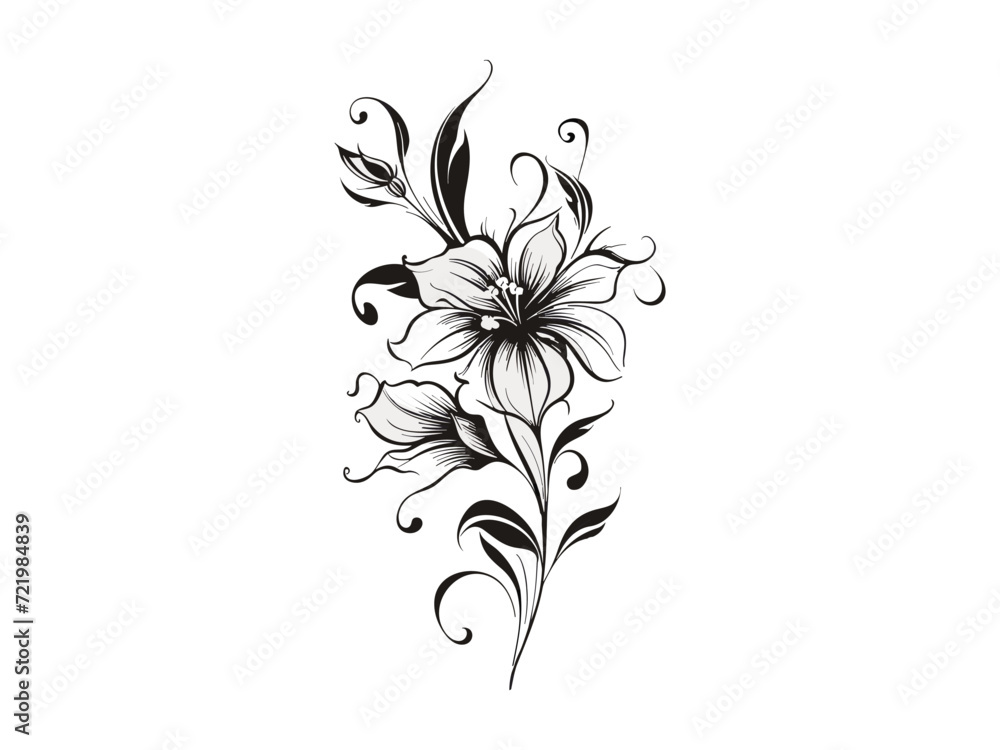 Obraz premium Beautiful vintage minimalist flower illustration art.
