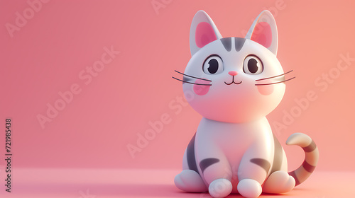 A vibrant 3D cartoon cat, full of personality, against a gentle pink backdrop.