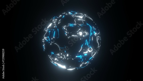 Abstract sci-fi sphere with particles and lines. Technology network connection on world. Futuristic illustration. Global digital connections ai. 3D wireframe geometric sphere. 3D rendering. © Liudmyla