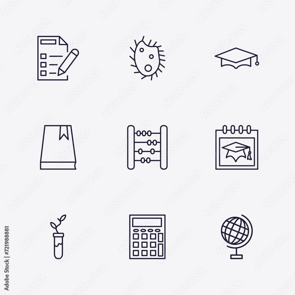 Editable Outline Icons Set Thin Line Icons From Education Collection