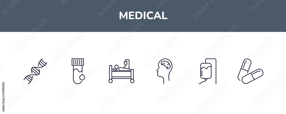 editable outline icons set. thin line icons from medical collection ...