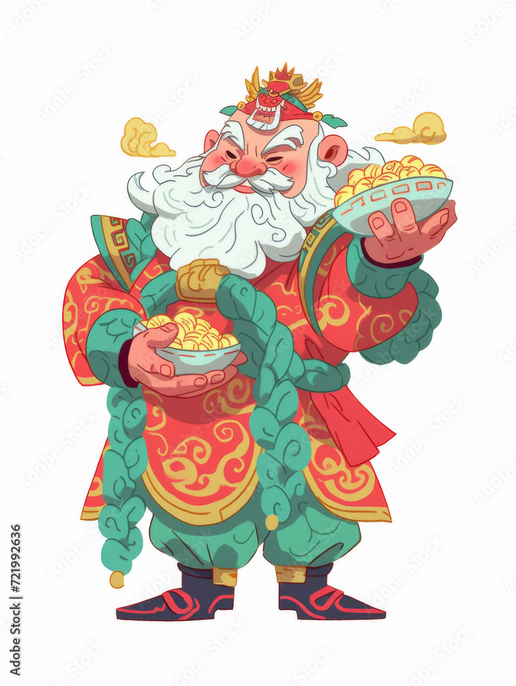 A traditional God of Wealthï¼Œ Wearing ancient Chinese official uniforms.