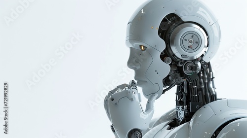 Thinking AI humanoid robot analyzing information data in concept of artificial intelligence by machine learning process © BOMB8