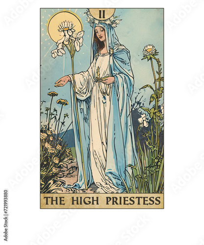 Vintage Tarot Card Number 2 The High Priestess