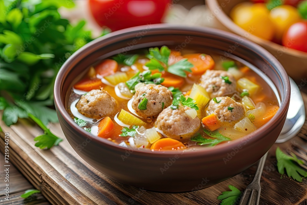 Vegetable soup with meatballs. Vegetable soup with meatballs.