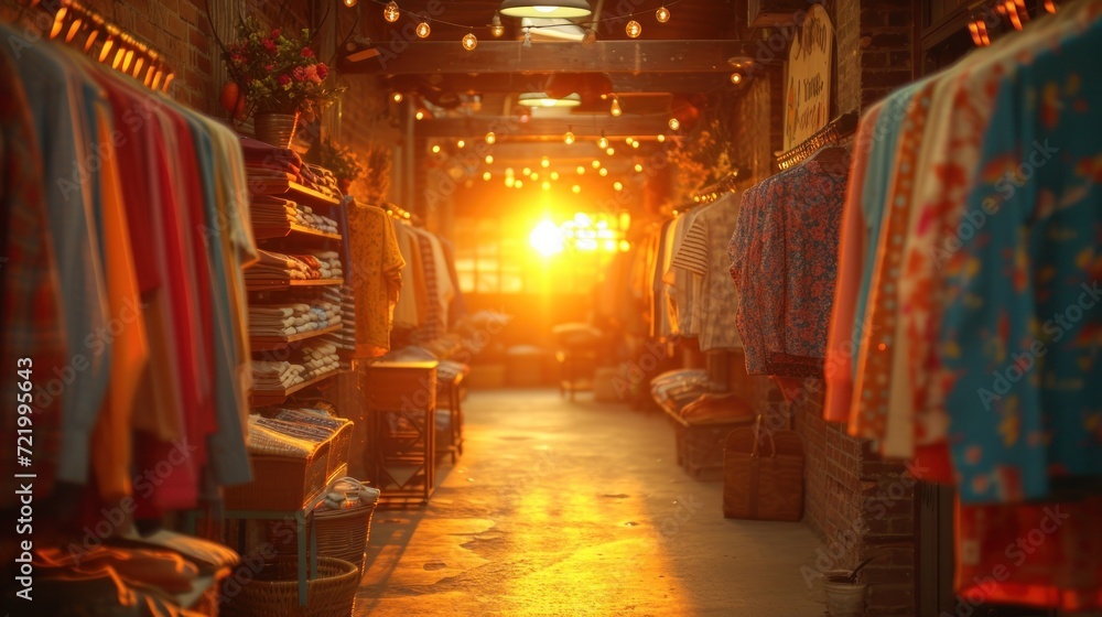 Cozy Clothing Store Interior at Dusk