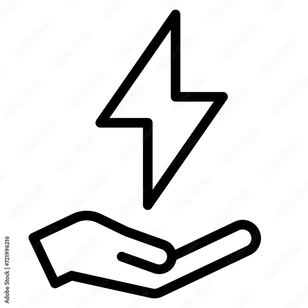 save energy icon, control electricity power, hand saving consumption