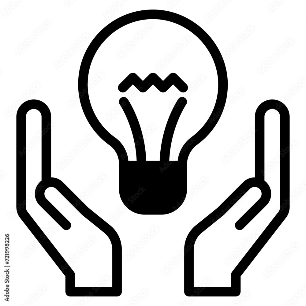 Hand with ligh bulb vector icon Hand with ligh bulb vector icon