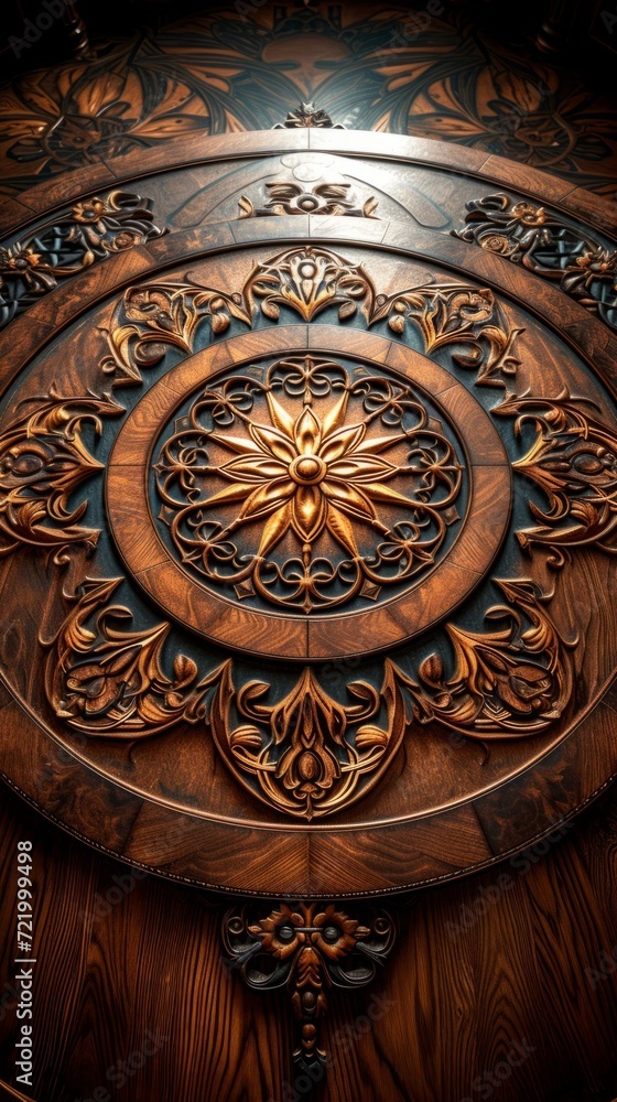 The intricate beauty of a handcrafted wooden table with floral carvings