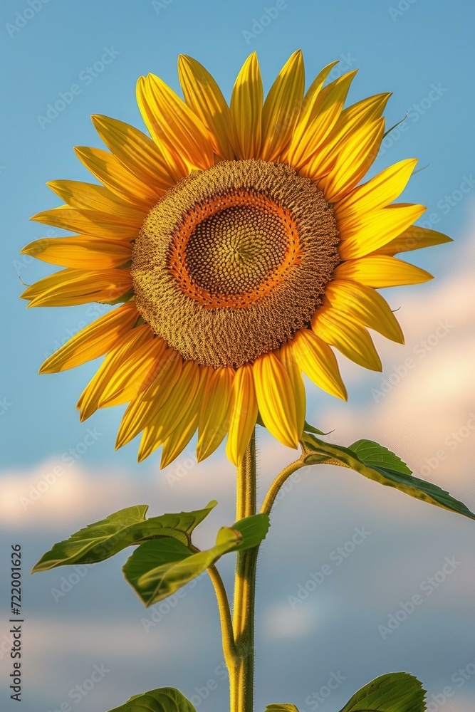 Fototapeta premium A Single Sunflower in Full Bloom