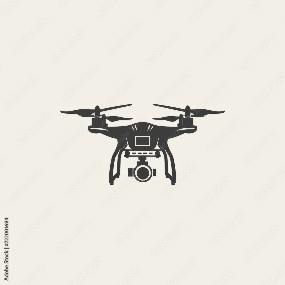 Silhouette of a quadcopter drone with camera on a neutral background