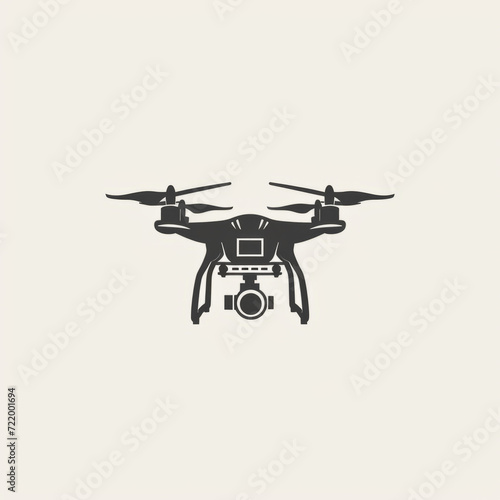 Silhouette of a quadcopter drone with camera on a neutral background © Flow_control