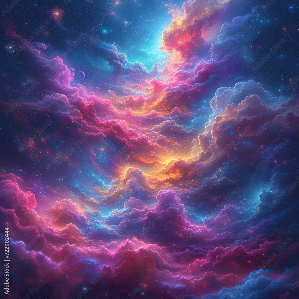 Fantasy Nebula with Bright Glowing Colors