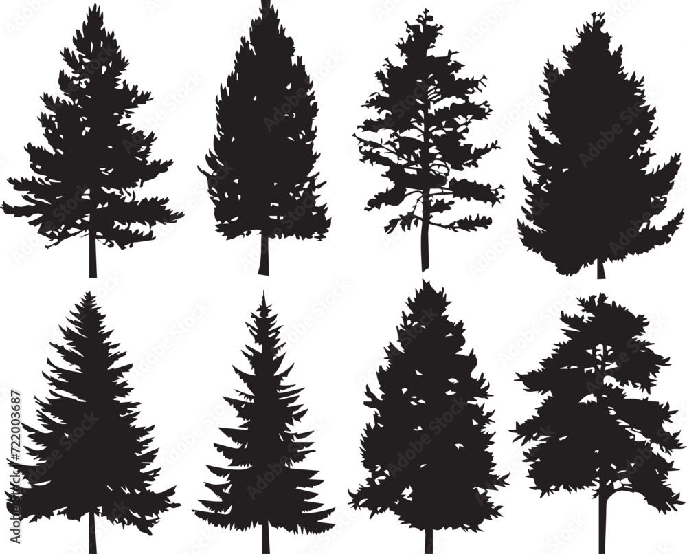 Fototapeta premium Set Trees. Hand drawn vector illustration 