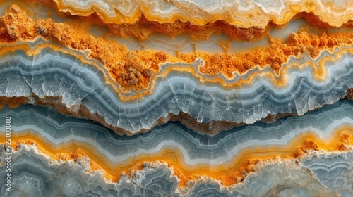 Colorful layers of an agate stone cross section