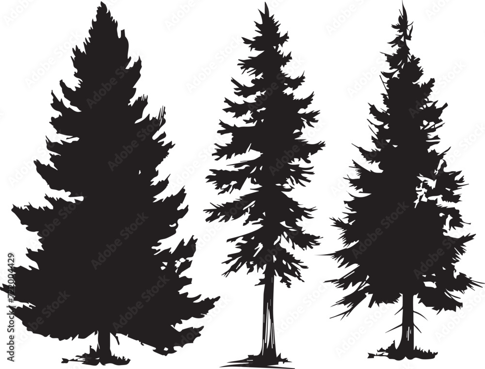 Fototapeta premium Set Trees. Hand drawn vector illustration 