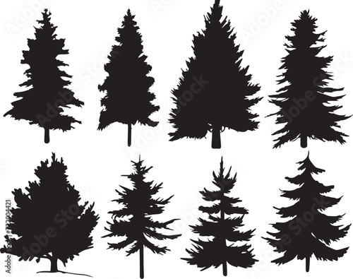 Set Trees. Hand drawn vector illustration	