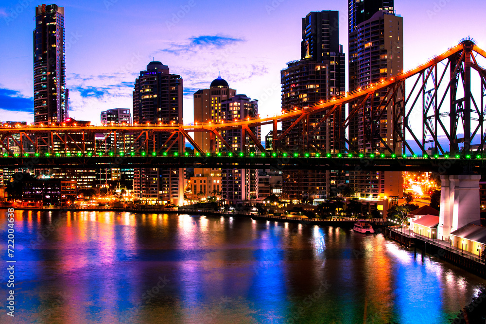 Fototapeta premium The Story Bridge, Brisbane city at night.