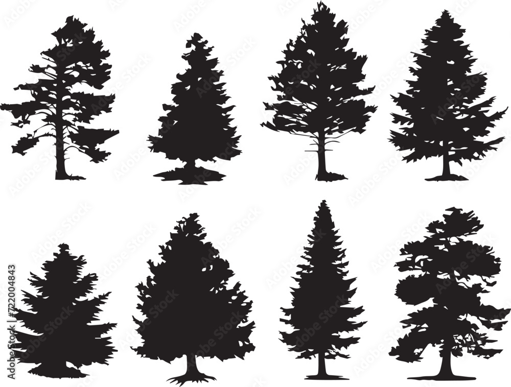 Fototapeta premium Set Trees. Hand drawn vector illustration 