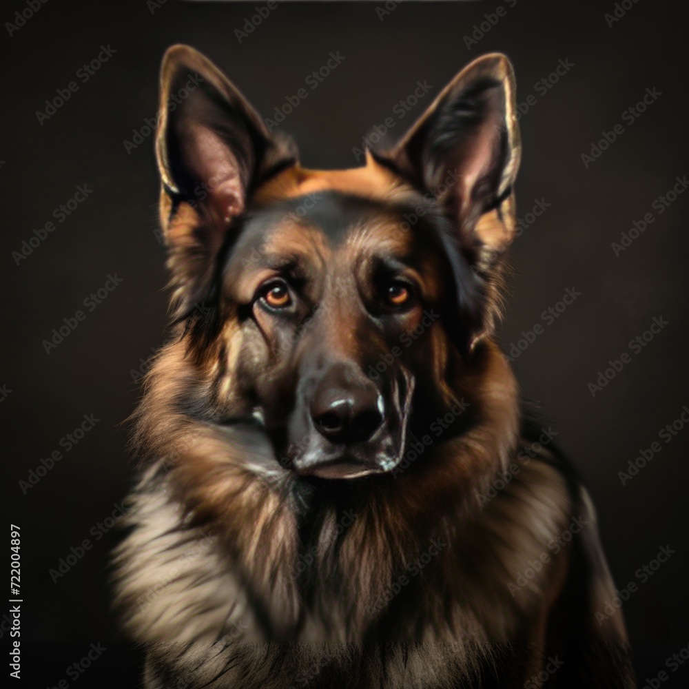 Portrait of a german shepherd in the studio