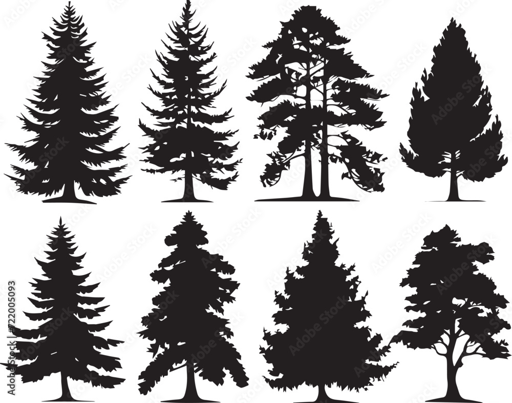 Obraz premium Set Trees. Hand drawn vector illustration