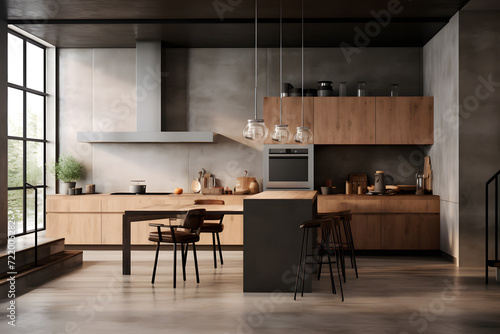 A kitchen with a custom multi level island design © sugastocks