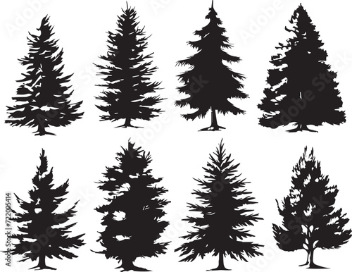 Set Trees. Hand drawn vector illustration 