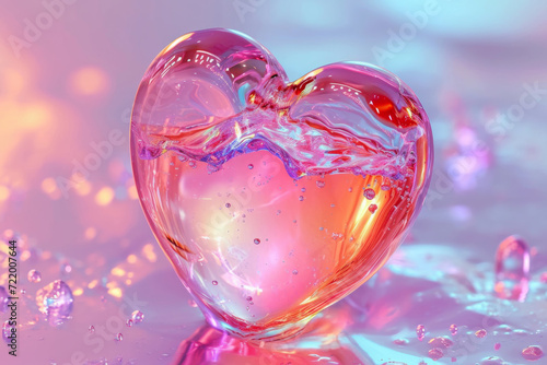 Colored glass heart-shaped three-dimensional pattern.