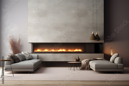 A living space with a electric fireplace