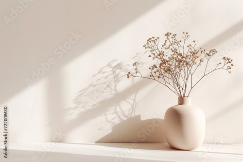 Textured Vase with Dried Flowers in Natural Sunlight