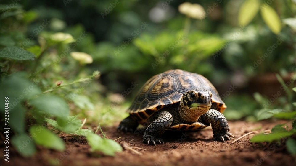 Close-up high-resolution image of a cute baby tortoise in a tropical island. Close-up high-resolution image of a cute baby tortoise in a tropical island.