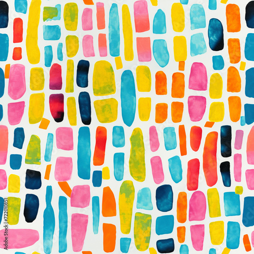 Multicolor abstract pattern with organic brush shapes 