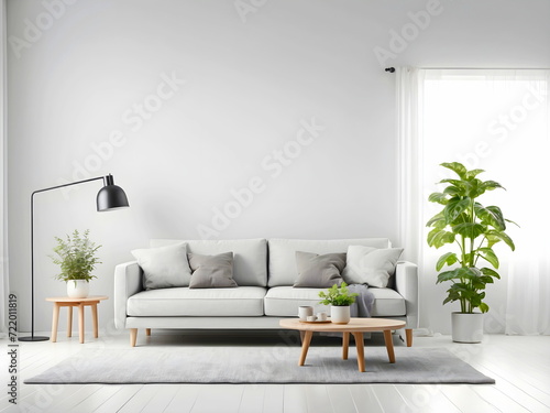 home modern living room generative AI photo